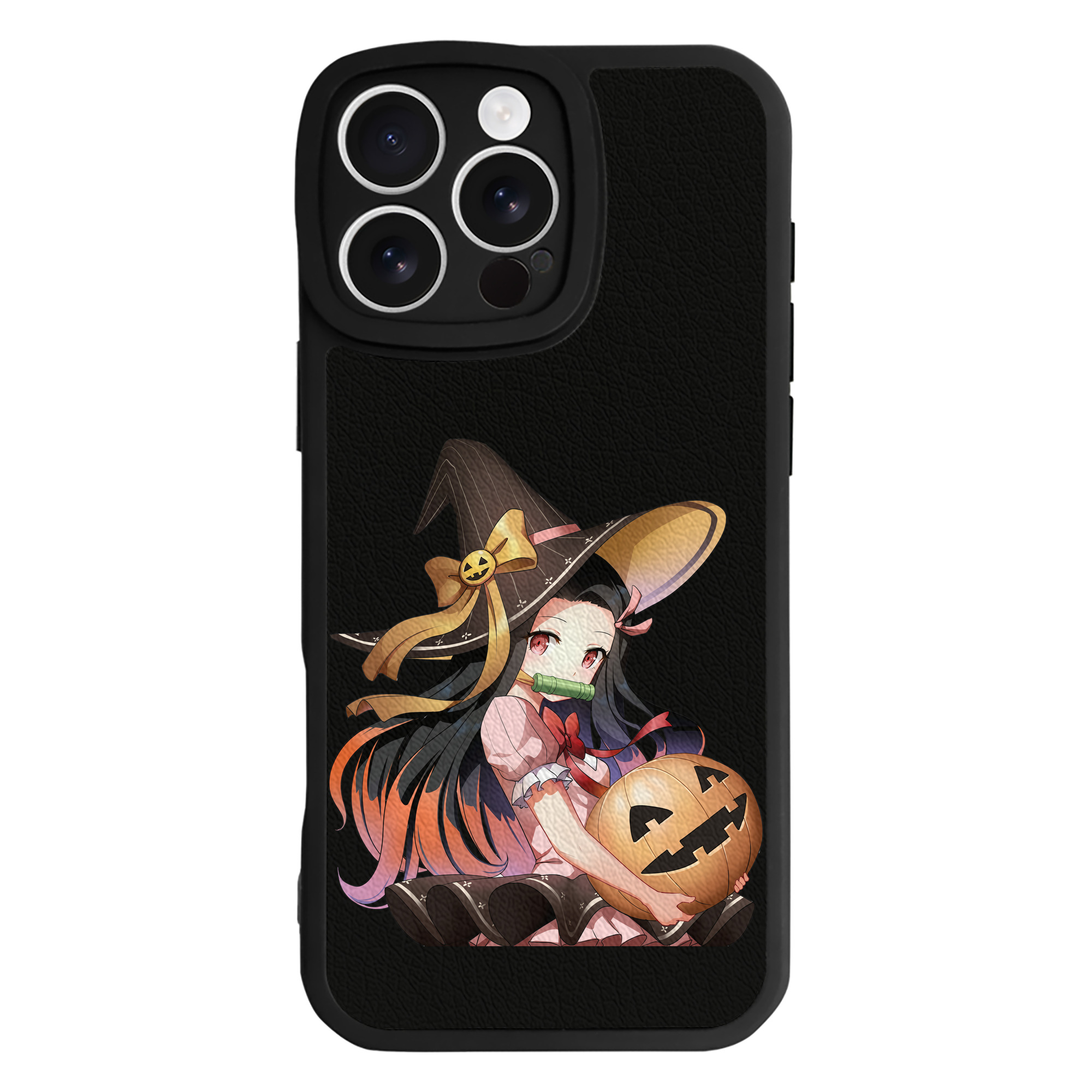 （画像用） 鬼滅の刃（きめつのやいば）竈門 禰󠄀豆子／かまど ねずこ Kamado Nezuko 【iPhone 16シリーズ対応】シリコンスマホケース（レザー調） 材質：シリコン